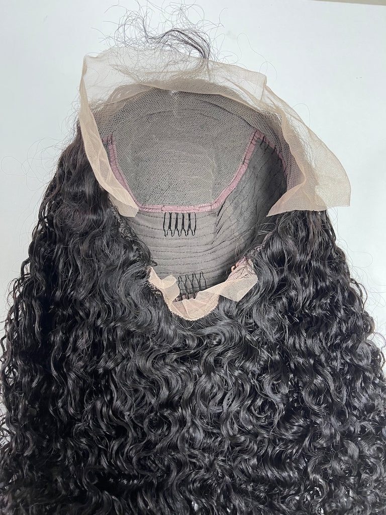 Top Virgin Hair 13*4 13*6 Itanlian Curly #1B Transparent Lace Pre-made Wig 150%