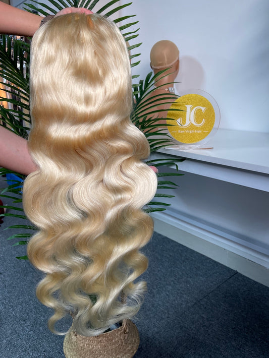 #613 Blonde Body Wave Brazilian Hair 13X4 Transparent Lace Wig 180%