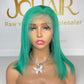13*4 Full Frontal Transparent Lace Bob Colored Wig Straight 180% - Lake Blue