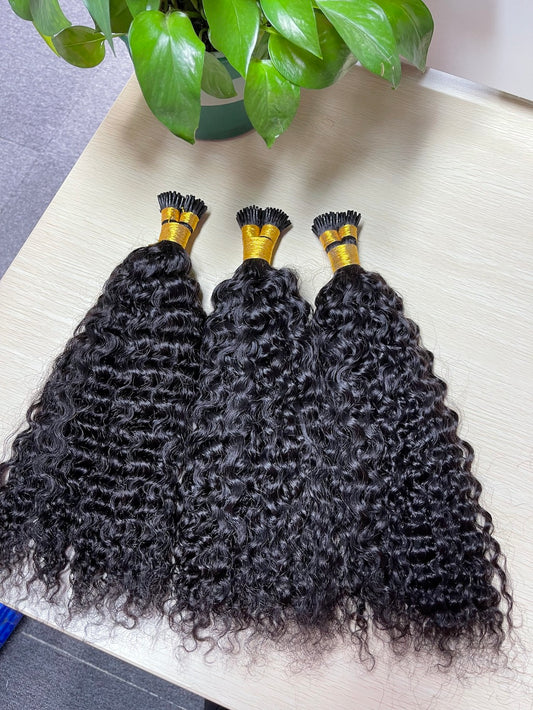 Indian Hair I-TIP Extentions Itanlian Curly #1B 100grams/100pieces