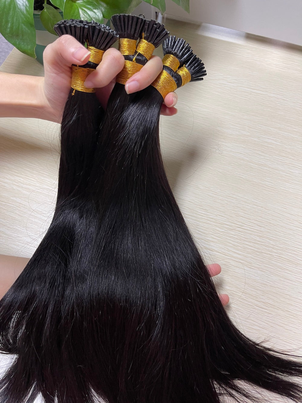 Indian Hair I-TIP Extentions Silk Straight #1B 100grams/100pieces