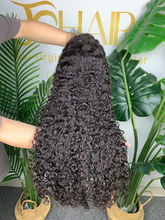 Top Virgin Hair 13*4 13*6 Itanlian Curly #1B Transparent Lace Pre-made Wig