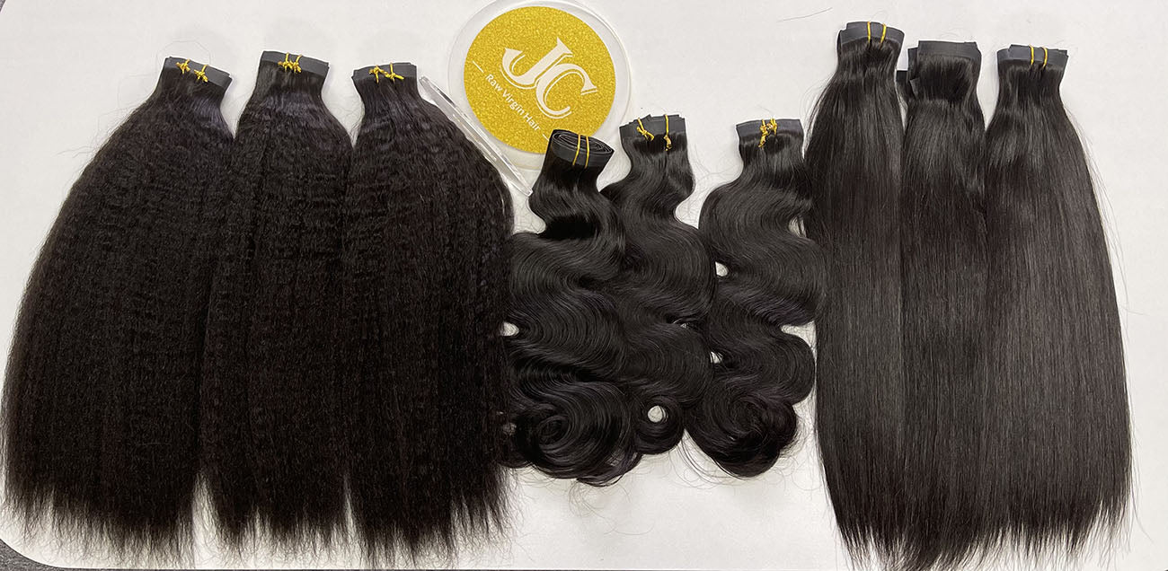 Straight Hair Seamless Clip in Hair Extention #1B