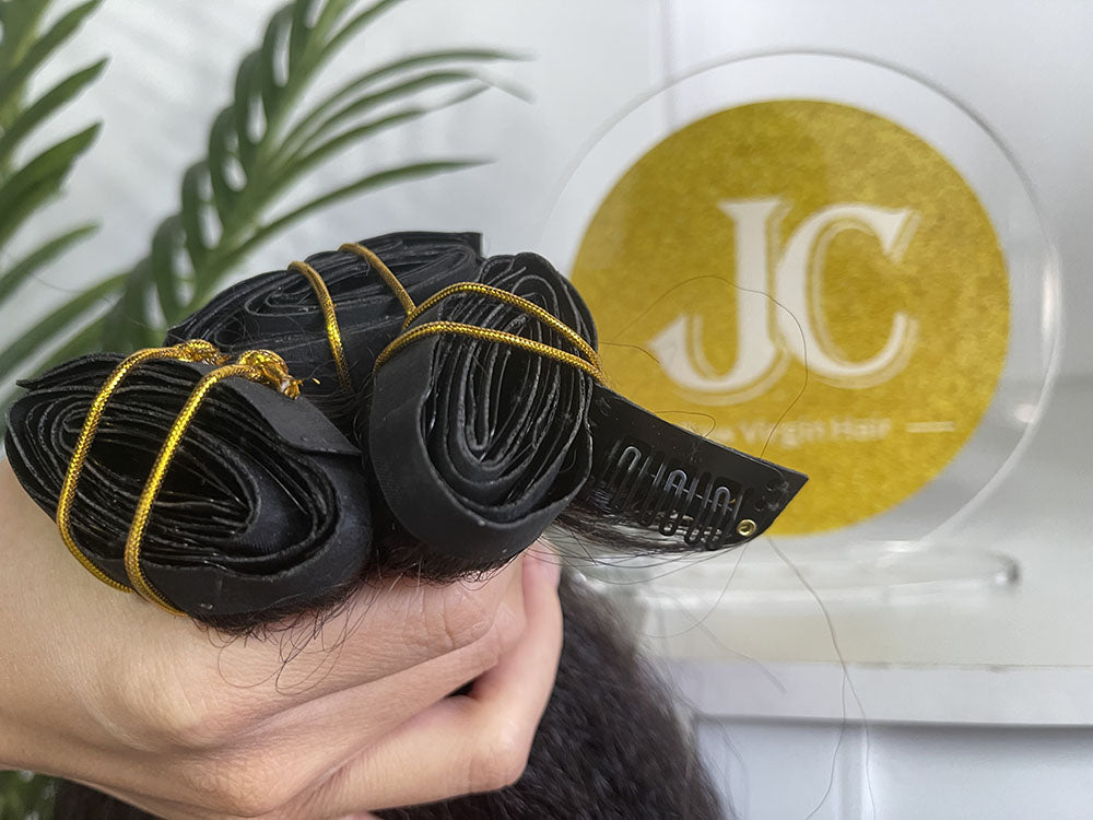 Straight Hair Seamless Clip in Hair Extention #1B