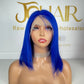 13*4 Full Frontal Transparent Lace Bob Colored Wig Straight 180% - Blue