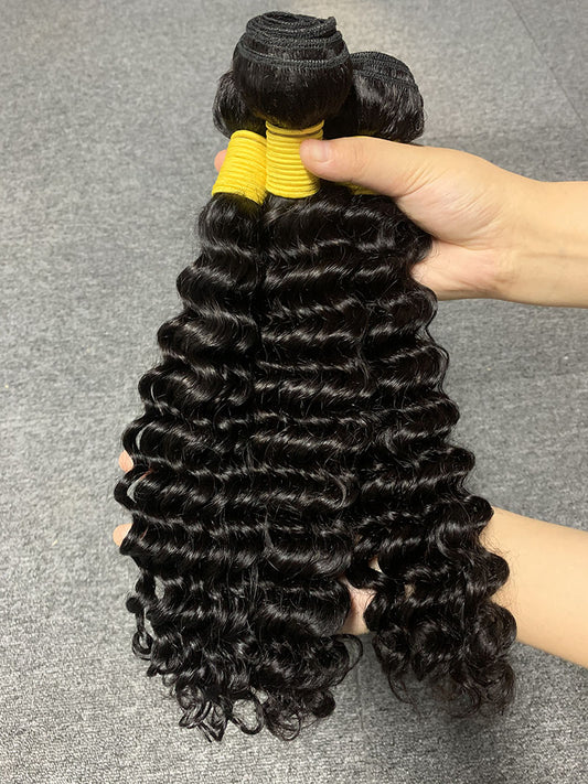 Top Virgin Hair Deep Wave Burmese Hair Bundle #1B