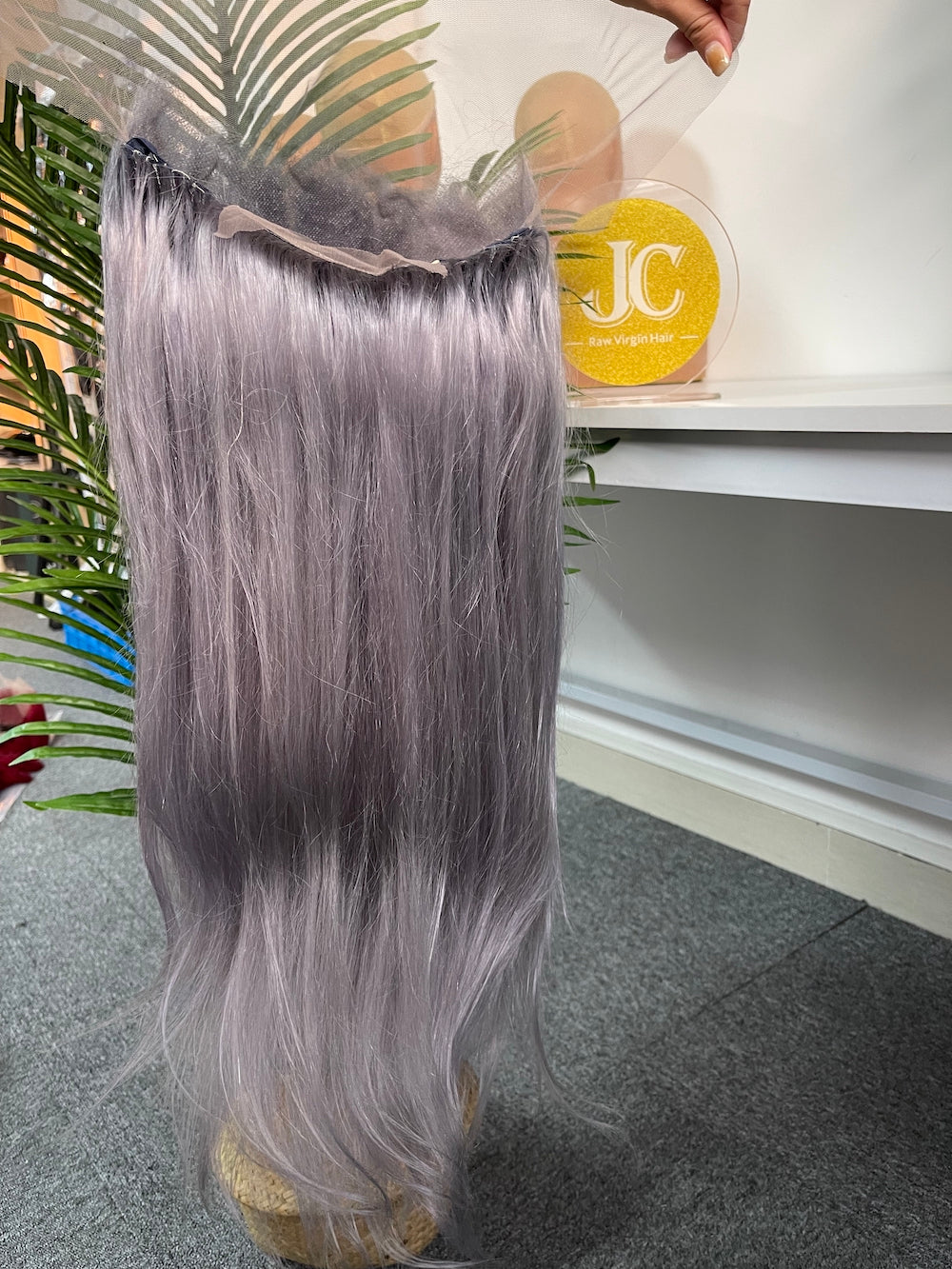 #Grey Straight Brazilian Hair 13X4 Transparent Lace Wig 180%