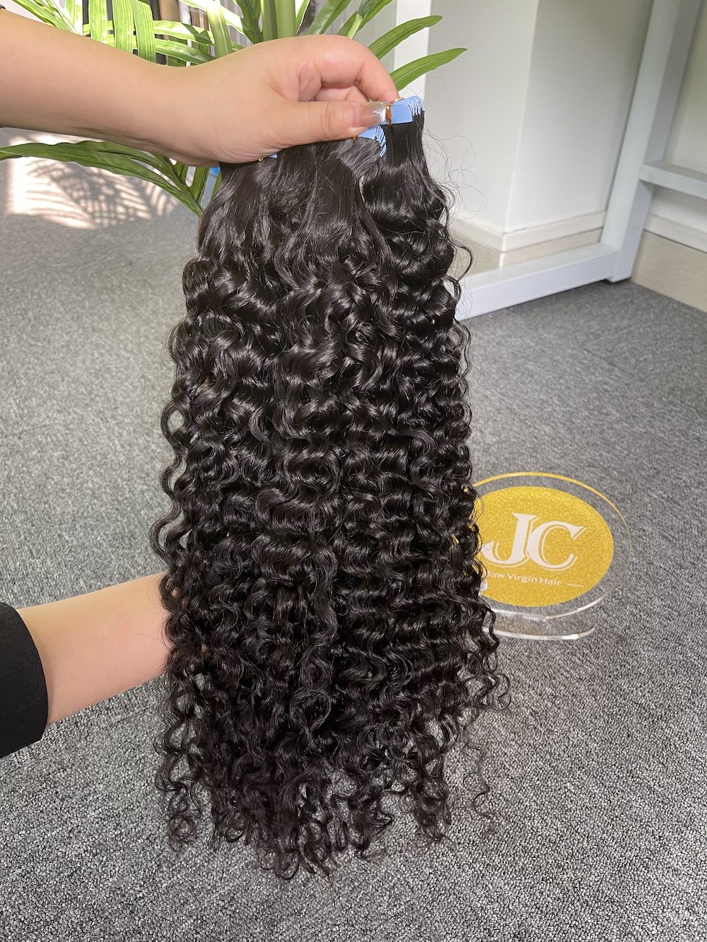 Indian Curly Tape in Hair Extention #1B