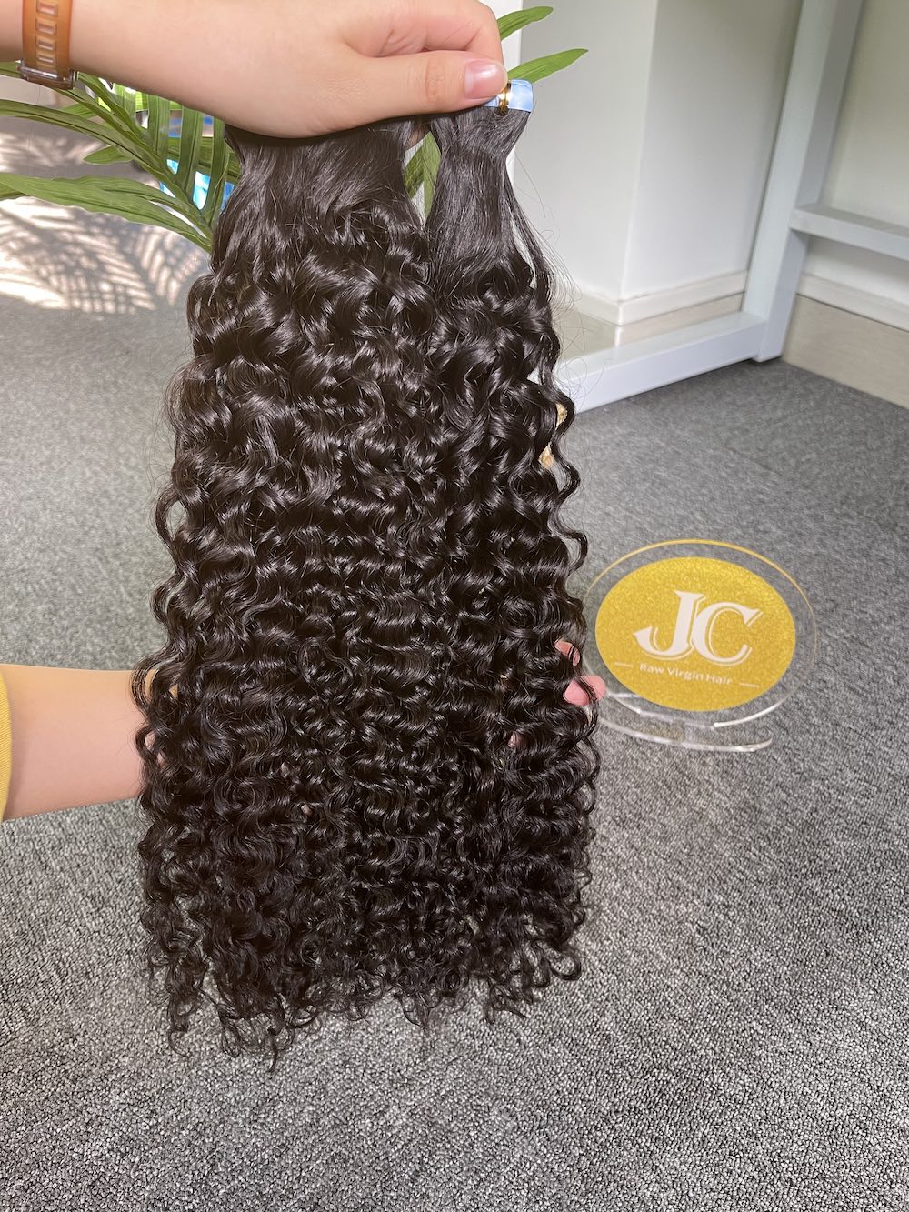 Indian Curly Tape in Hair Extention #1B