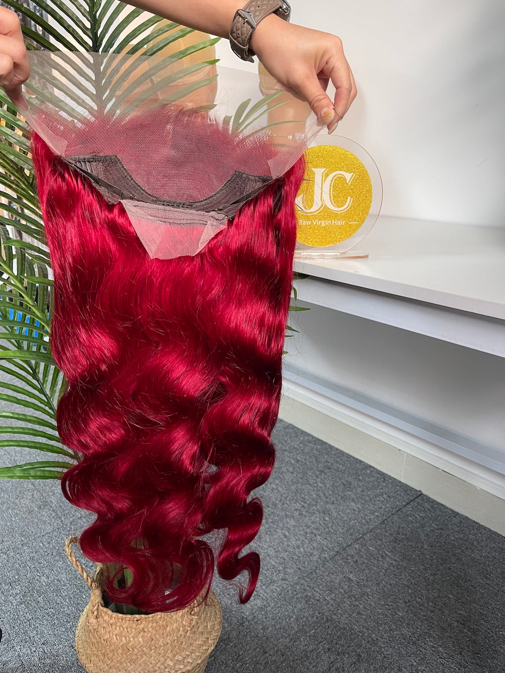 #Red Body Wave Brazilian Hair 13X4 Transparent Lace Wig 180%