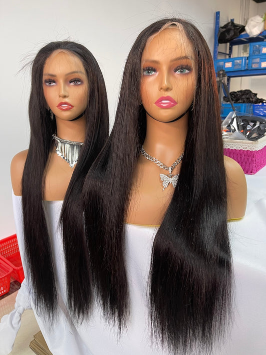 Burmese Virgin Hair 13x4 13x6 HD Full Frontal Wig  - Straight #1B