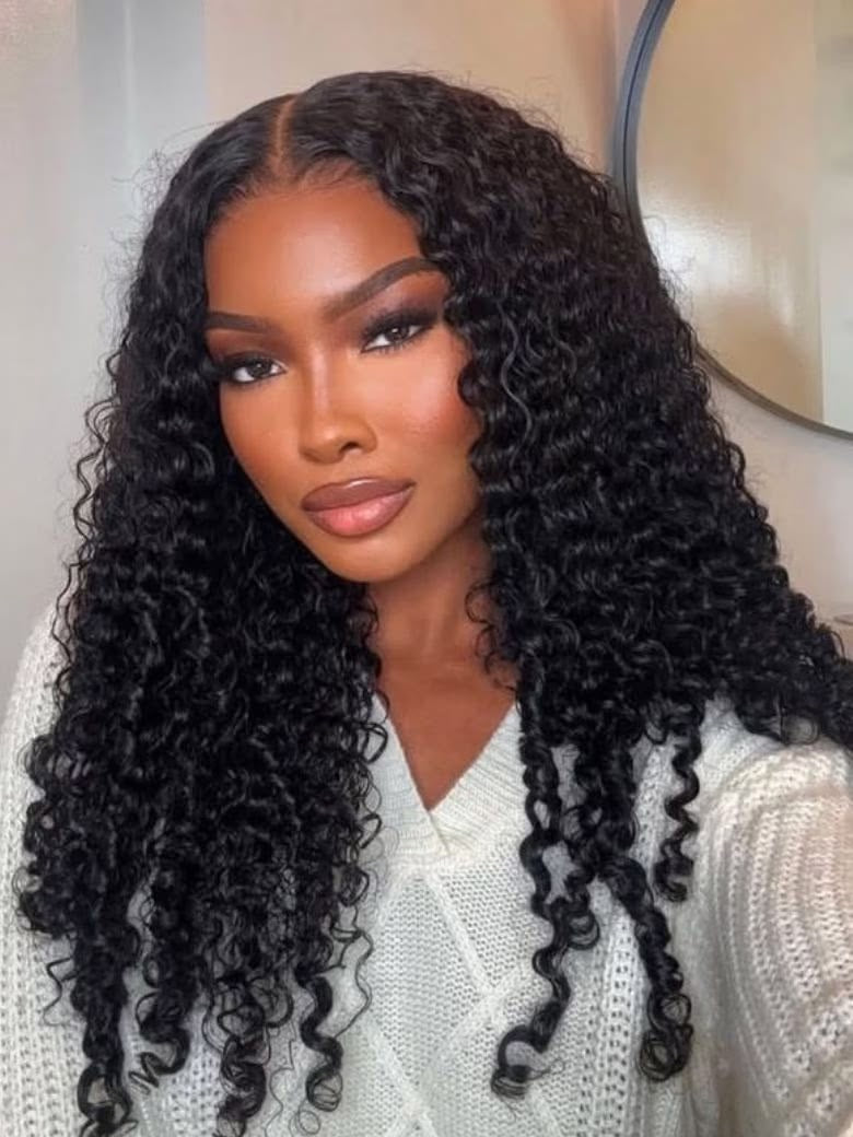 Wear and Go Glueless Wigs Pre Plucked Pre Cut #1B Burmese Curly 180%