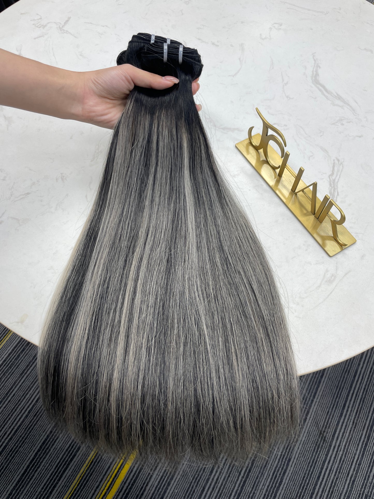 raw virgin balayage bundles #P1B/grey straight