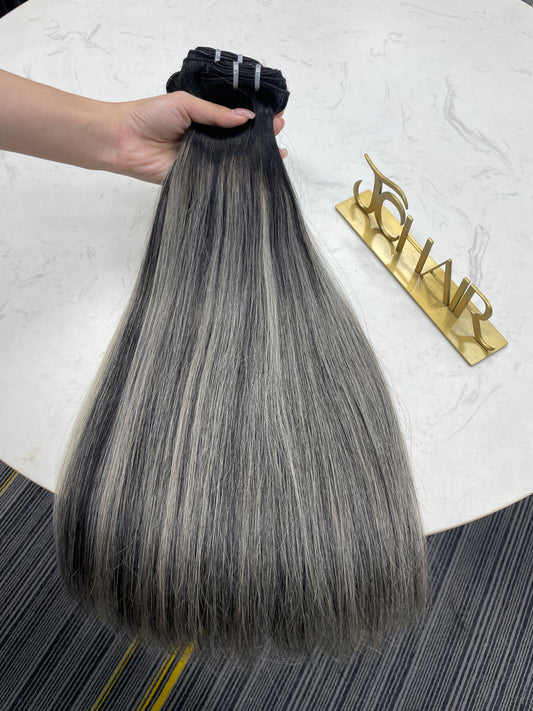 raw virgin balayage bundles #P1B/grey straight