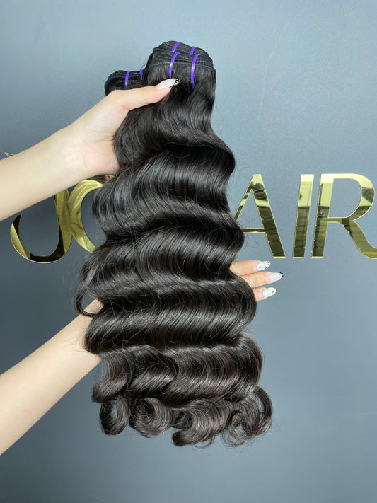 top raw cambodian hair bundle  #1B loose curly ( loose deep wave )