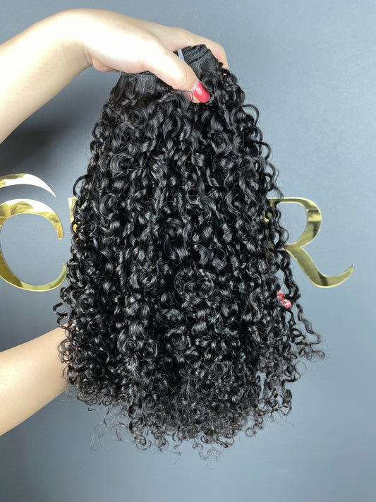 Top Burmese Virgin Hair PIxie Curly Bundle #1B
