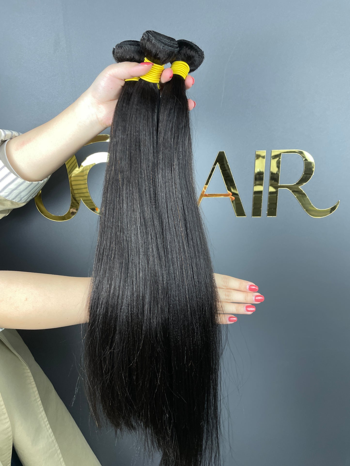 Top Burmese Virgin Hair Relaxed YAKI Straight bundles #1B