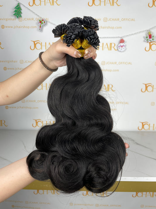 Indian Hair Flat-tip Extentions Body Wave #1B