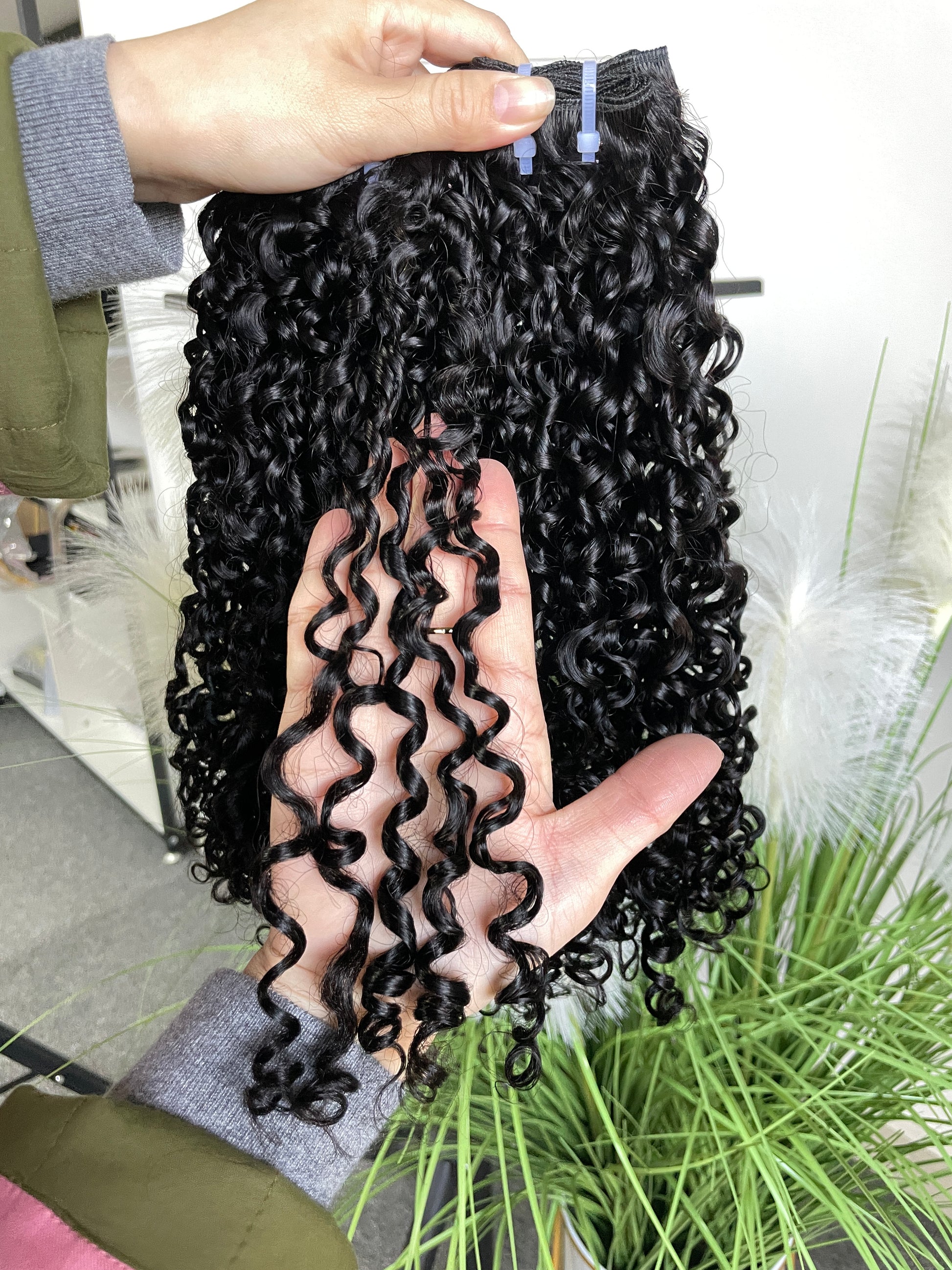 Top Virgin Hair PIxie Curly Burmese Hair Bundle #1B