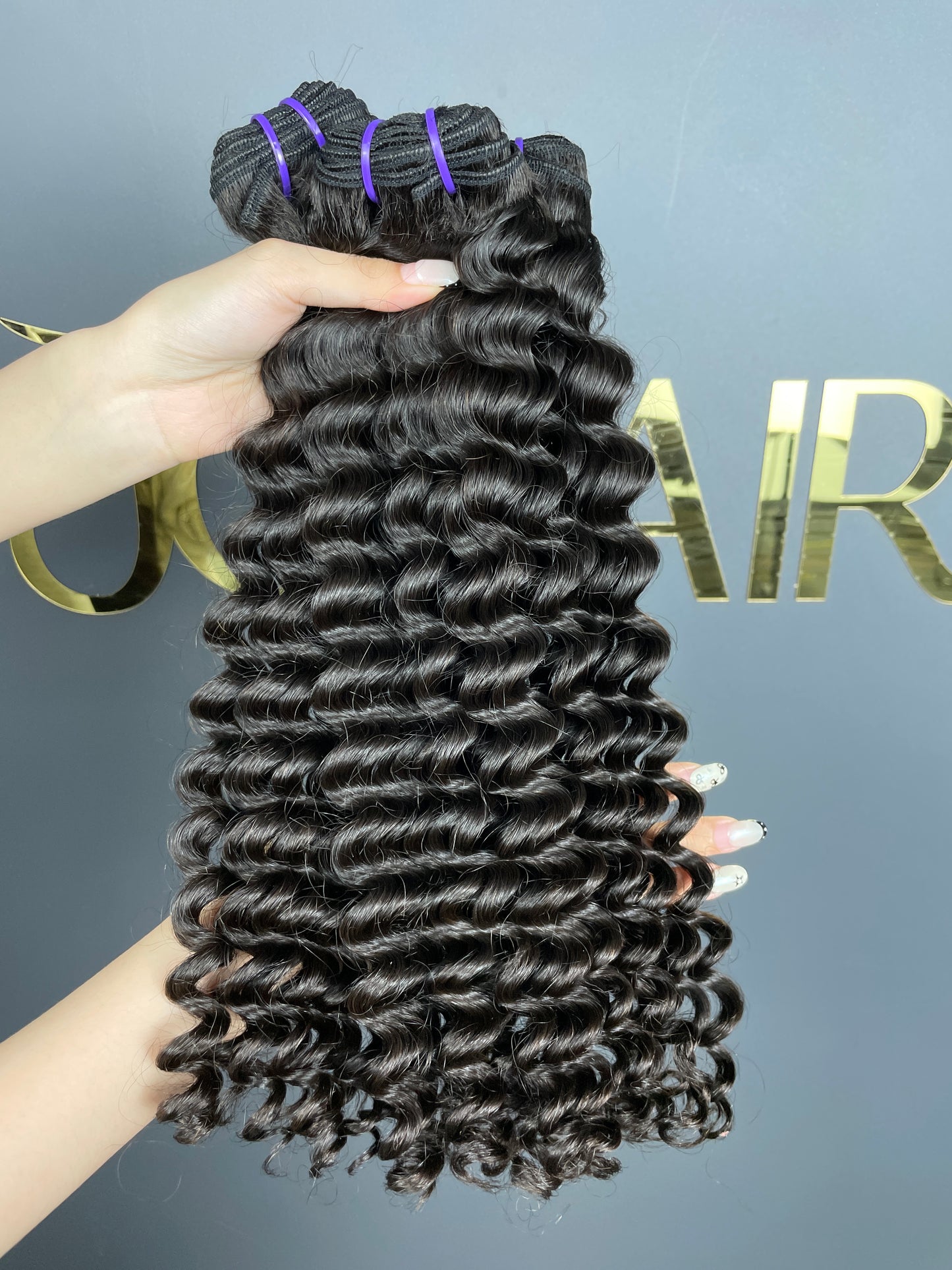 top raw cambodian hair bundle  #1B deep wave