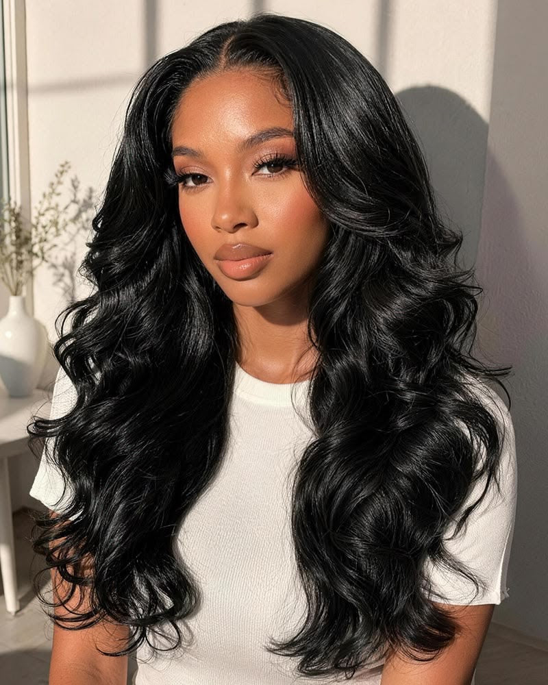 Wear and Go Glueless Wigs Pre Plucked Pre Cut #1B Body wave 180%