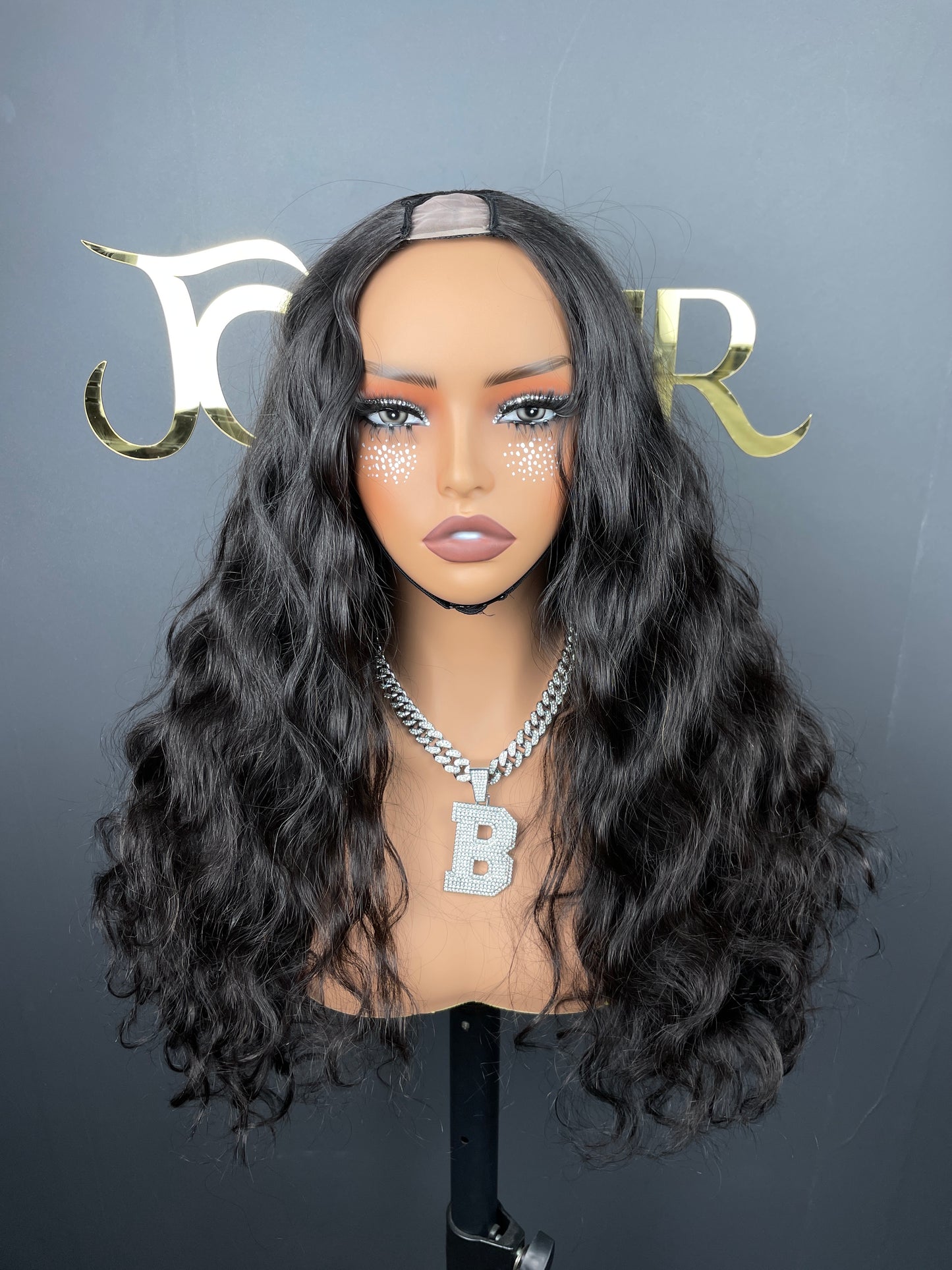 U-part Wig 180% 210%Density - indian wavy #1B