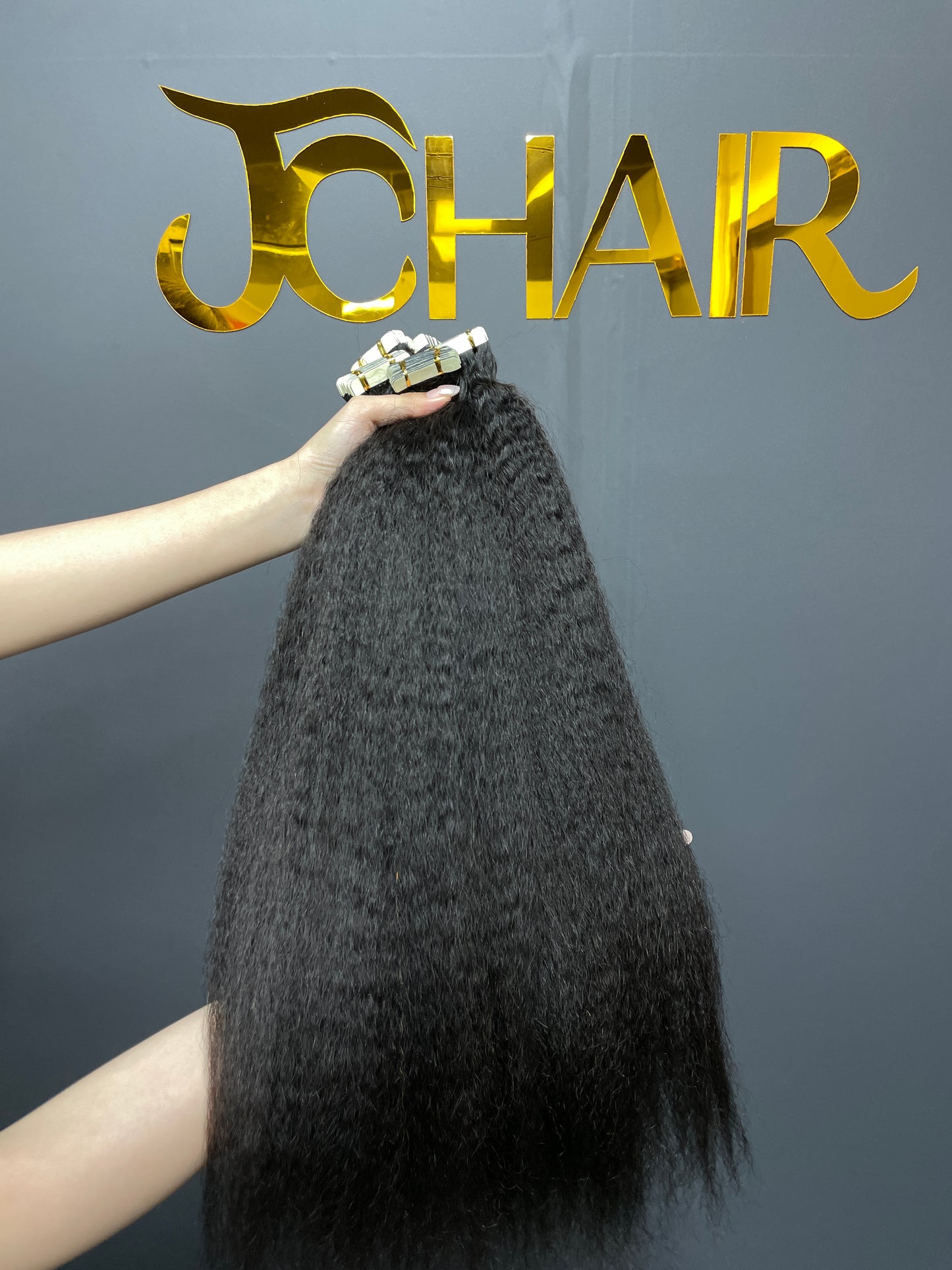Kinky Straight Tape in Hair Extention #1B