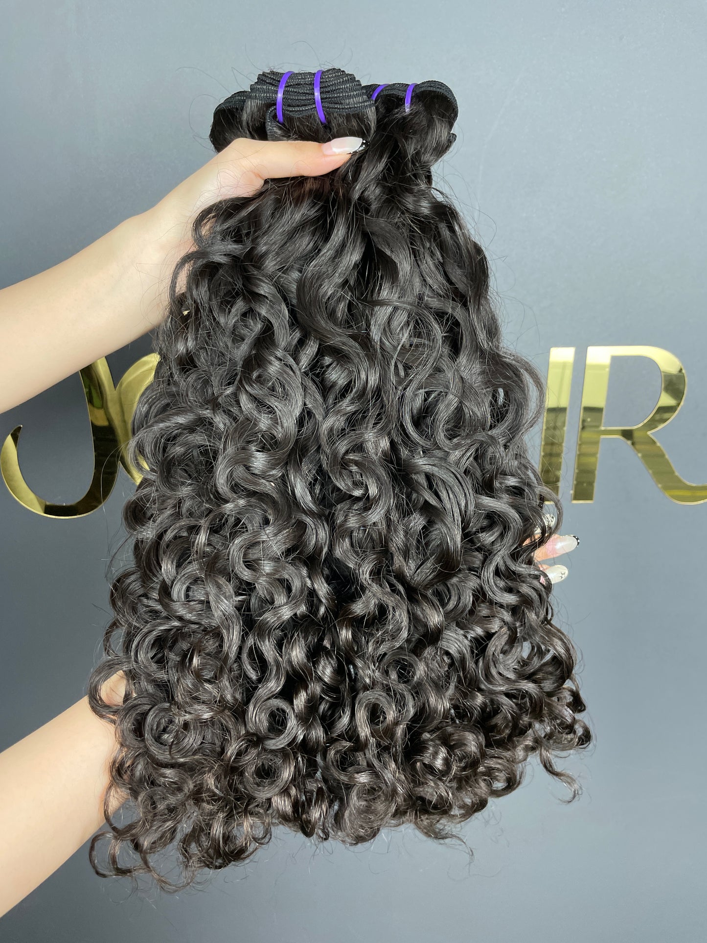 top raw cambodian hair bundle #1B water wave