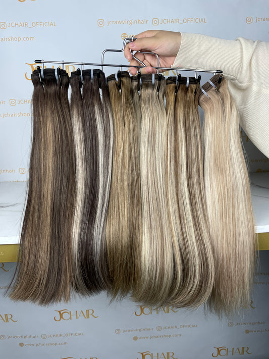 Raw Virgin Blended Highlighted Hair Bundles and Clip ins #Straight