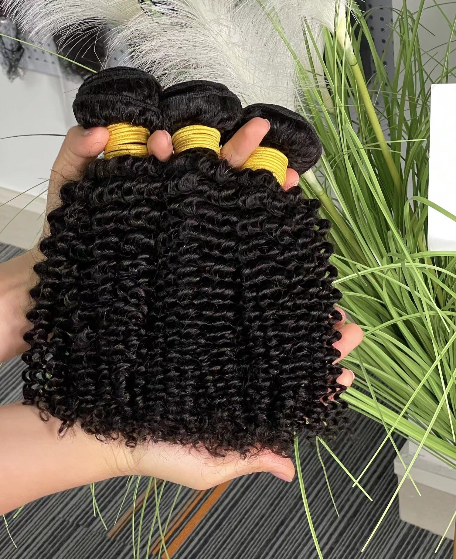 Top Virgin Hair Kinky Curly Burmese Hair Bundle #1B