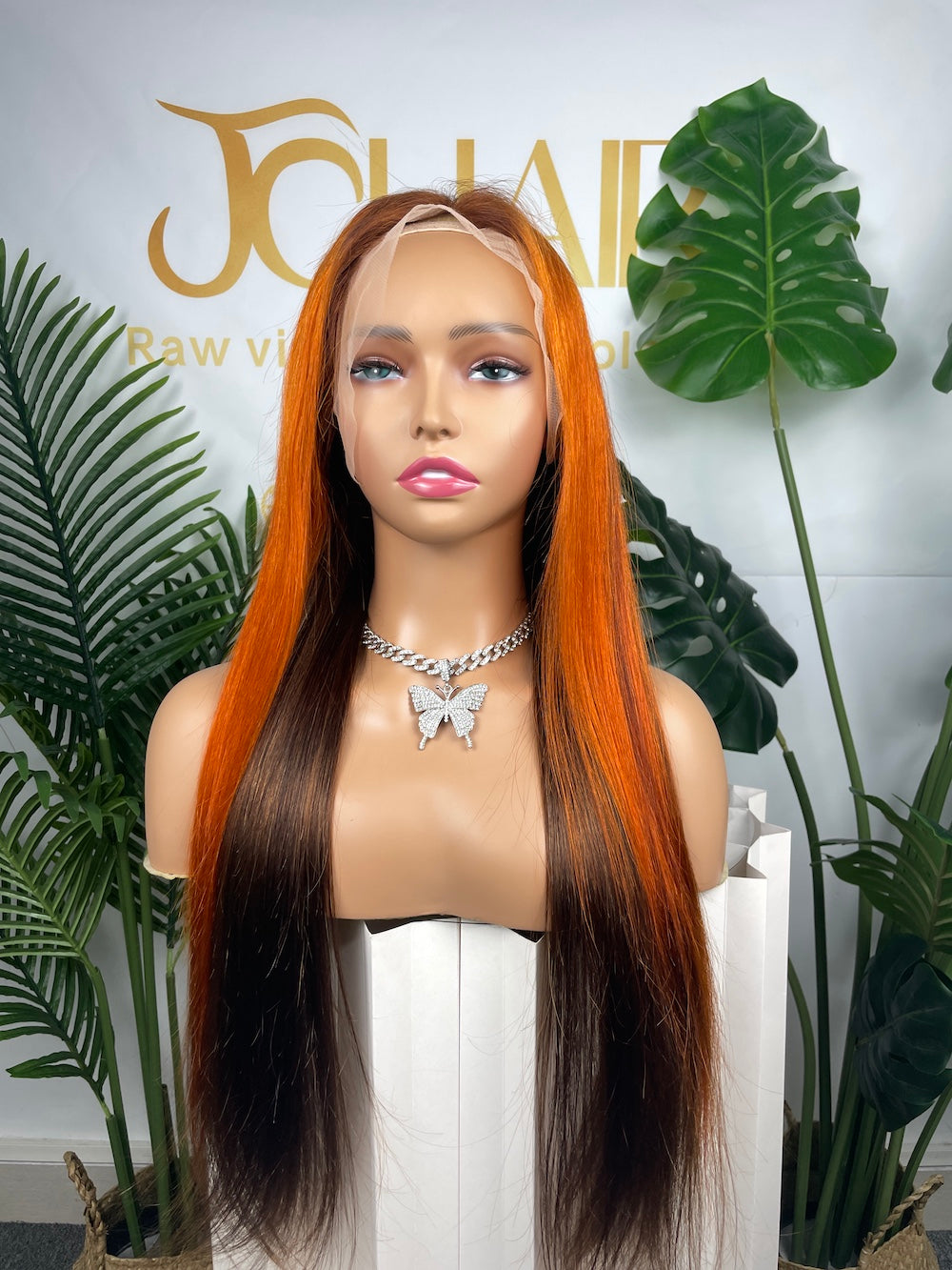#4/350 Ginger Straight Brazilian Hair 13X4 Transparent Lace Wig 180%