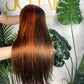 #4/350 Ginger Straight Brazilian Hair 13X4 Transparent Lace Wig 180%