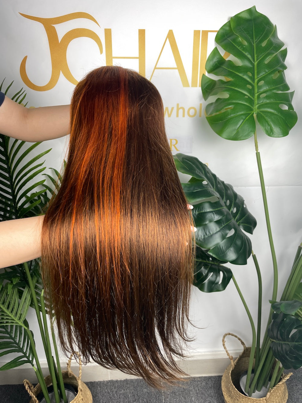 #4/350 Ginger Straight Brazilian Hair 13X4 Transparent Lace Wig 180%