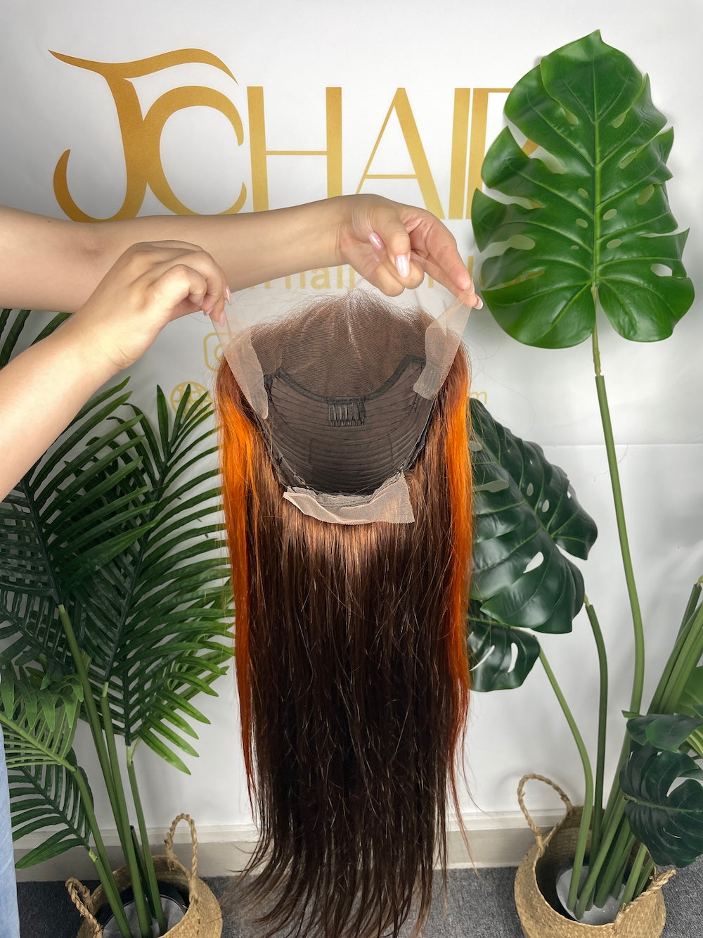 #4/350 Ginger Straight Brazilian Hair 13X4 Transparent Lace Wig 180%