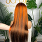 #4/350 Ginger Straight Brazilian Hair 13X4 Transparent Lace Wig 180%
