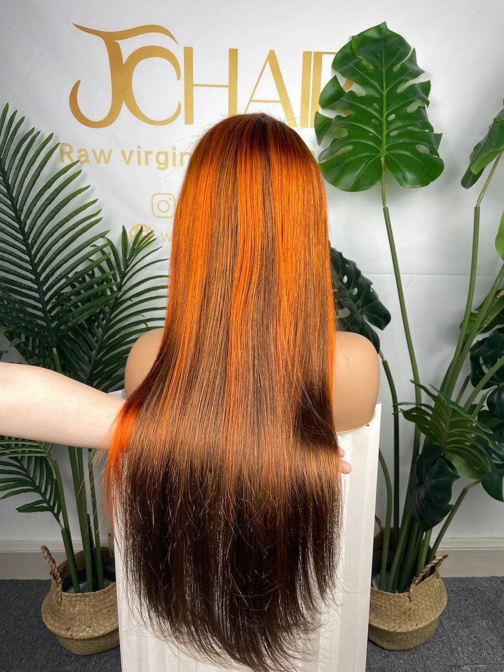 #4/350 Ginger Straight Brazilian Hair 13X4 Transparent Lace Wig 180%