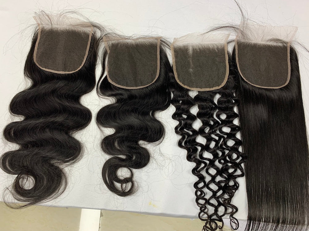 Top Virgin Kinky Straight HD / Transparent Lace Closure #1B