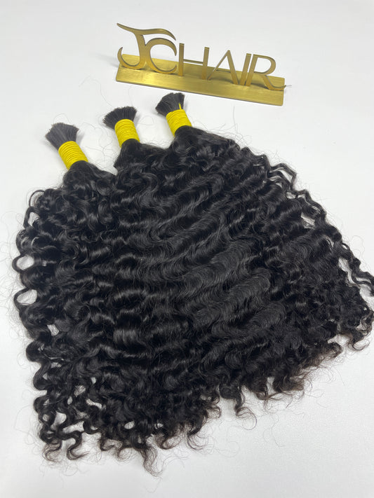 Double Drawn Bulk Hair #1B Burmese curly
