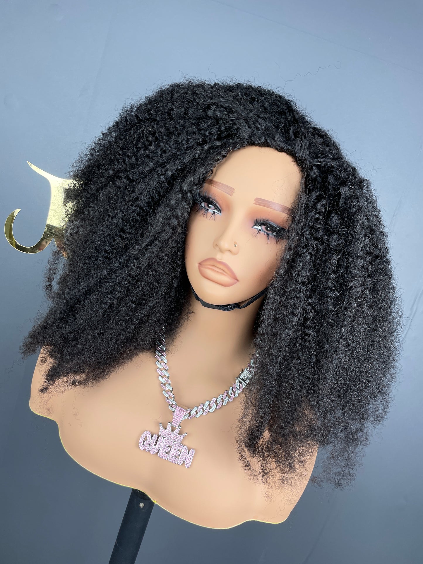 Half Wig #1B Afro Kinky Curly