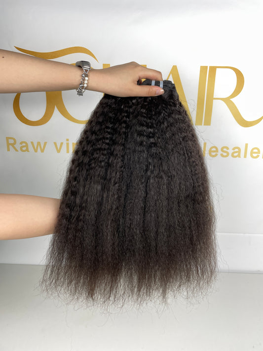 top raw cambodian hair bundle  #1B kinky straight