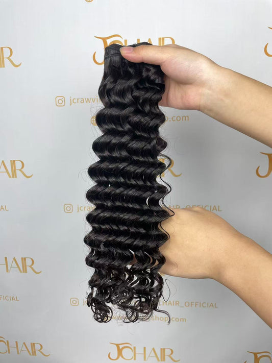 Raw Vietnamese Hair single Drawn Bundle #1B - Deep Wave