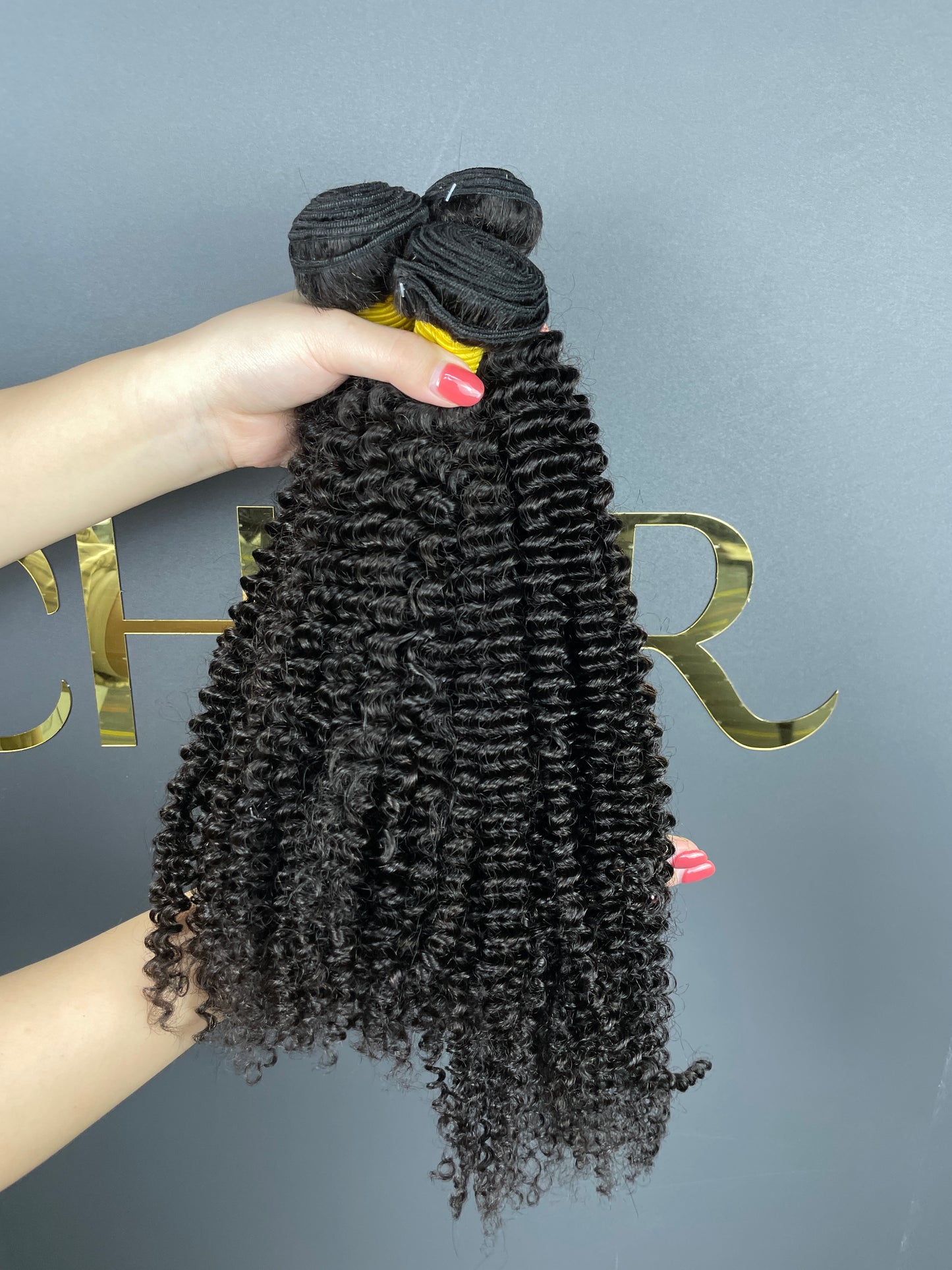Top Burmese Virgin Hair Kinky Curly Bundle #1B