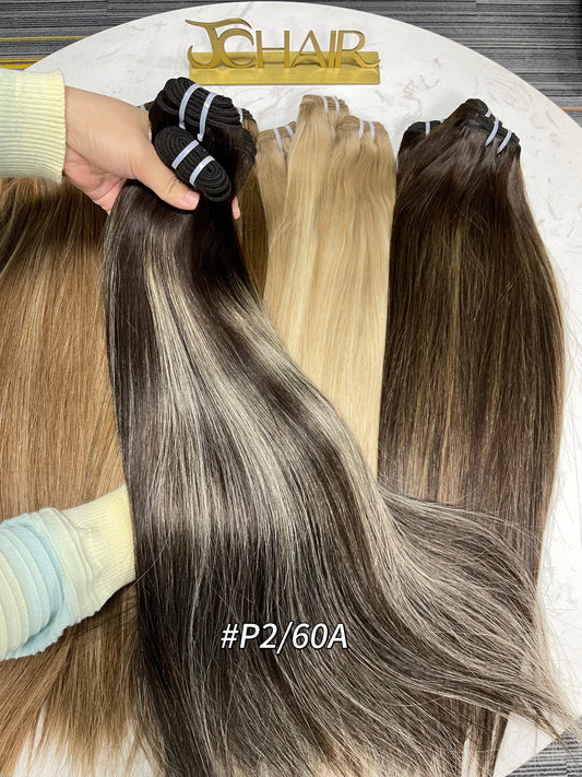 raw hair balayage bundles #P2/60A straight