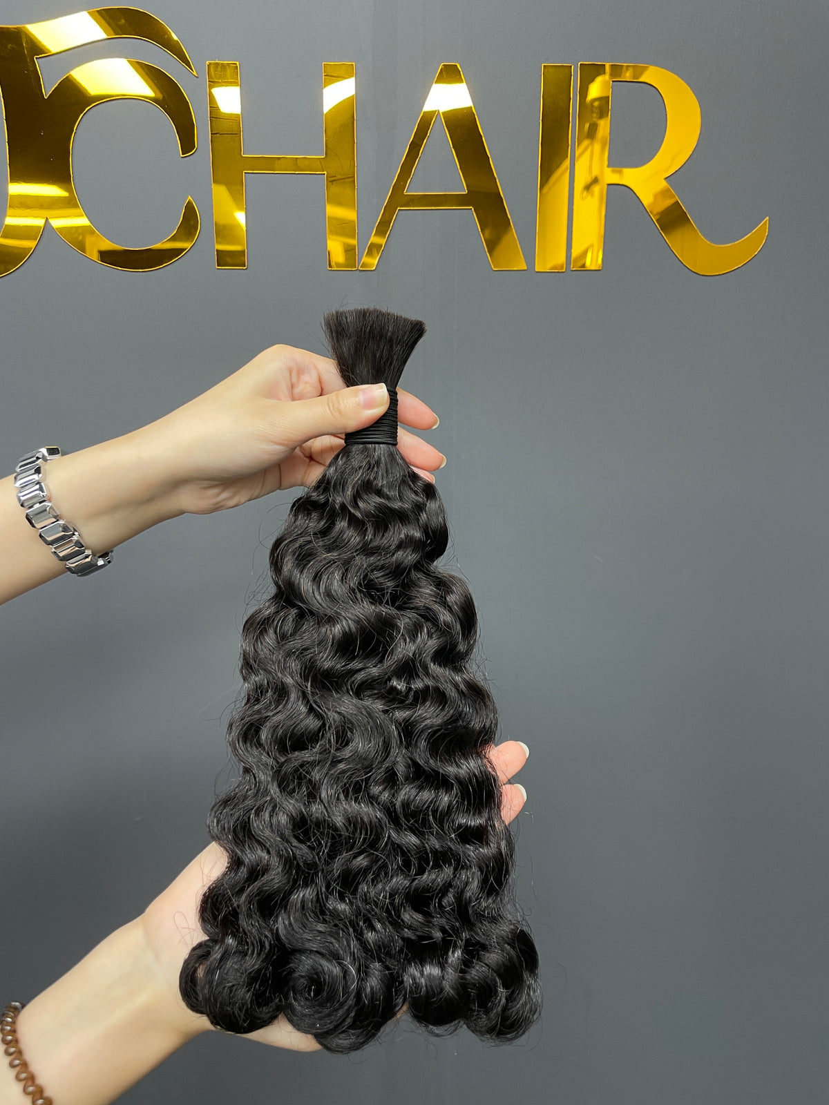 Double Drawn Bulk Hair #1B Indian Curly