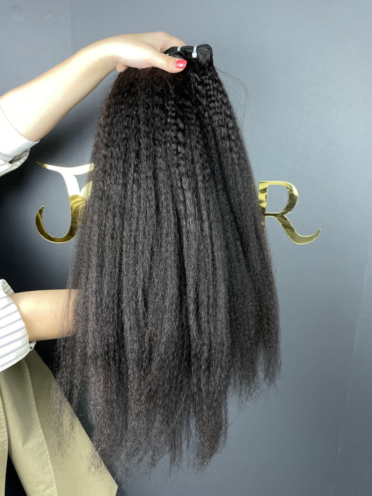 Top Burmese Virgin Hair Kinky Straight Bundle #1B