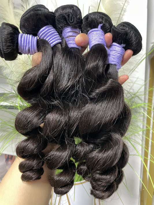 top raw cambodian hair bundle  #1B loose wave