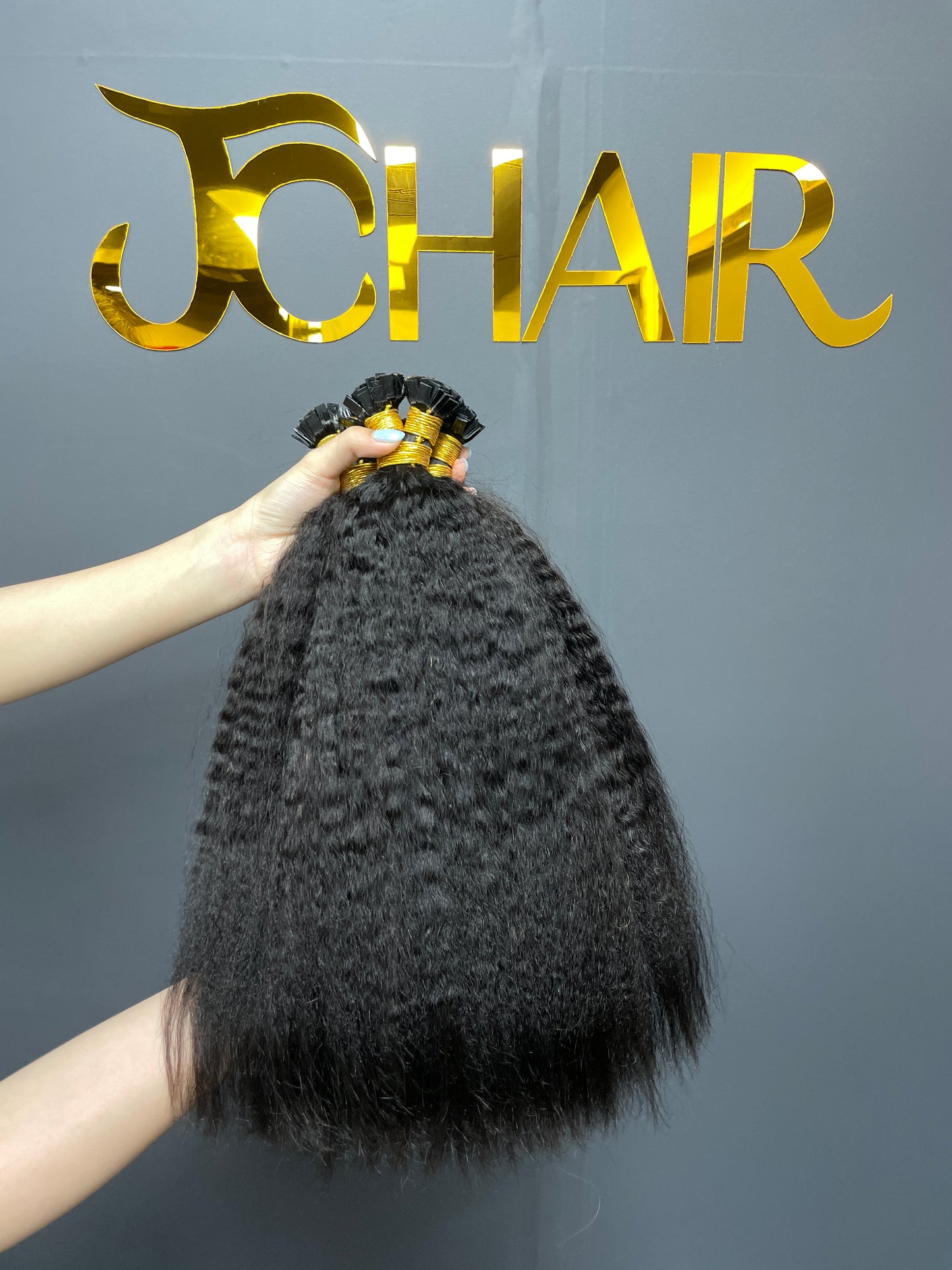 Indian Hair Flat-tip Extentions Kinky Straight #1B