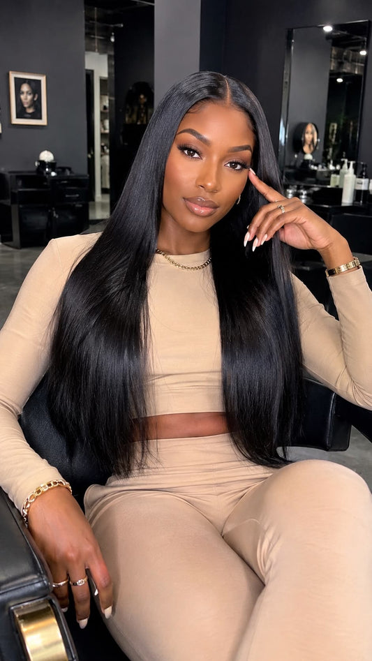 Wear and Go Glueless Wigs Pre Plucked Pre Cut #1B Straight 180%