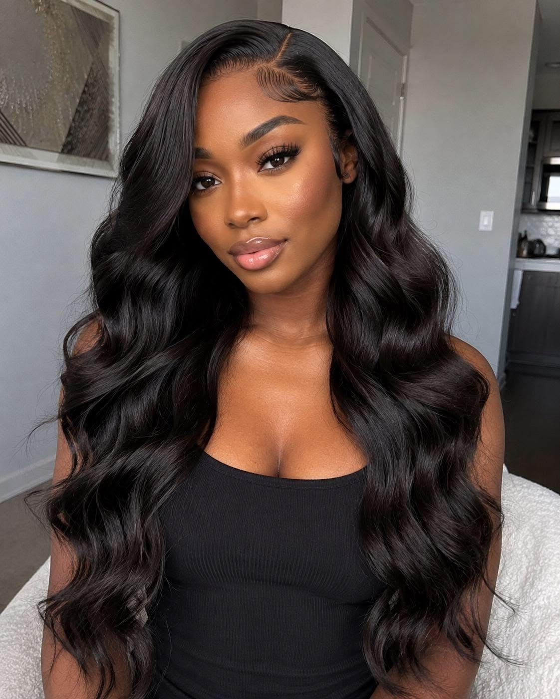 Wear and Go Glueless Wigs Pre Plucked Pre Cut #1B Body wave 180%