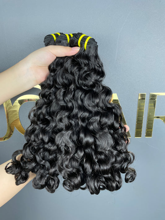 Double Drawn Indian Curly Bundle #1B
